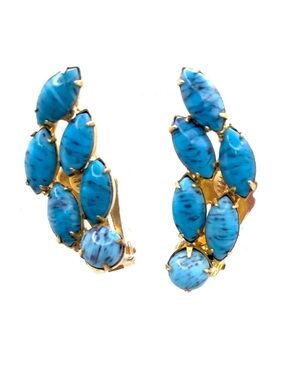 Vintage Wiesner Blue & Gold-Tone Clip-On Earrings